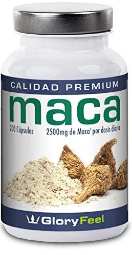 Maca Pura 200 Cápsulas de Alta Dosificación - 2500mg extracto de Maca Negra - Raíz Original de Maca Andina y Vitamina B12 - Hasta 7 Meses - Suplemento Calidad Alemana de GloryFeel