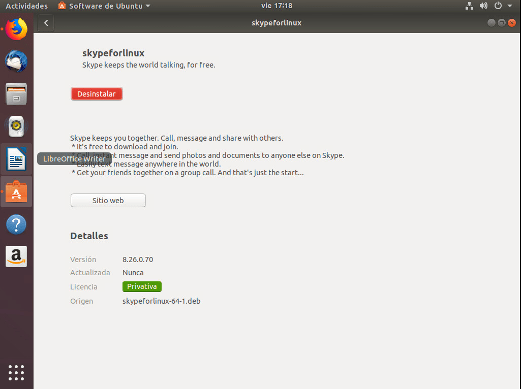 instalar skype en ubuntu 18.04 finalizar instalacion