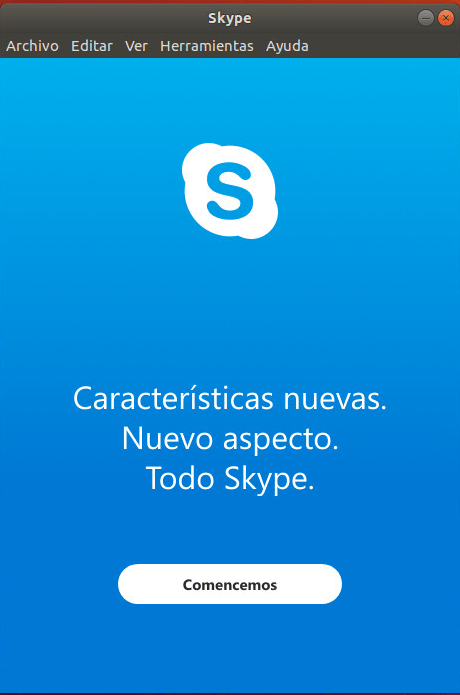 instalar skype en ubuntu 18.04 pantalla inicio