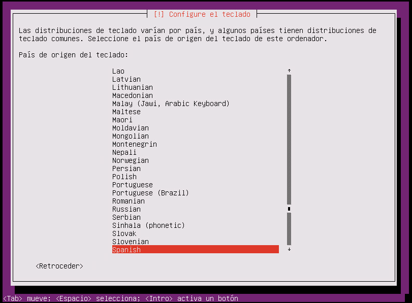 instalar ubuntu minimal 18.04 configure teclado 2