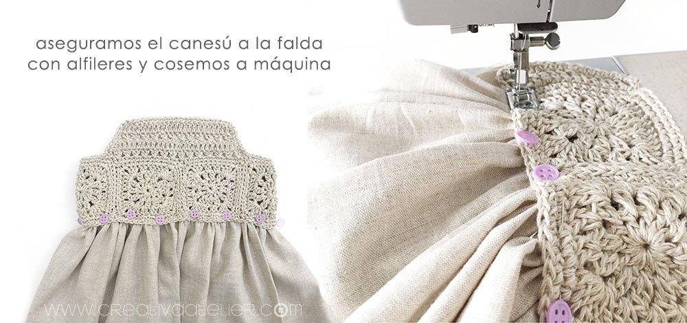 Cómo hacer un vestido de granny squeres de bebé combinado con tela DIY - Tutorial y Patrón