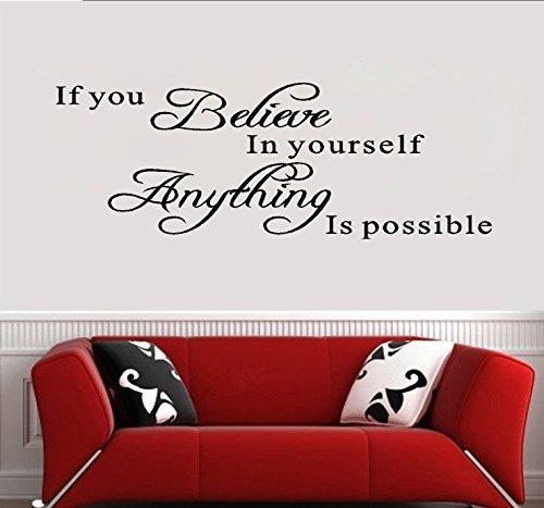 Cita de las citas de la pared Cita para los niños"Si crees en ti mismo, todo es posible" Pegatinas Frases escritas Paredes en el dormitorio o dormitorio como decoración de la pared