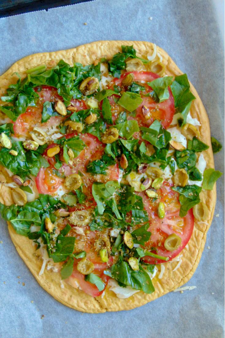 Pizza de garbanzos cocidos con espinacas como hacer