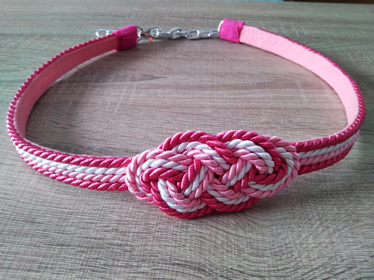 Cinturón con nudo chino de seis puntas (tonos rosados)