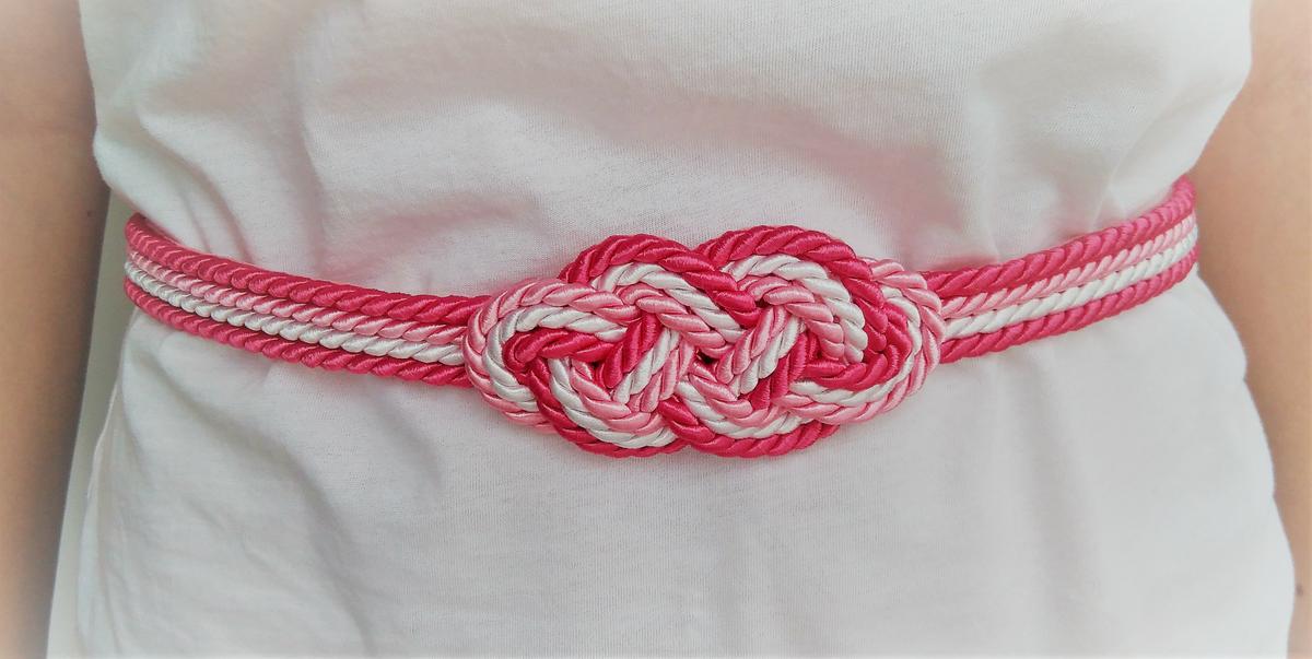 Cinturón con nudo chino de seis puntas (tonos rosados)