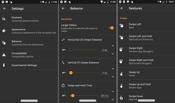 ajustes de configuración para imitar la misma navegación por gestos del iPhone X en móviles Android