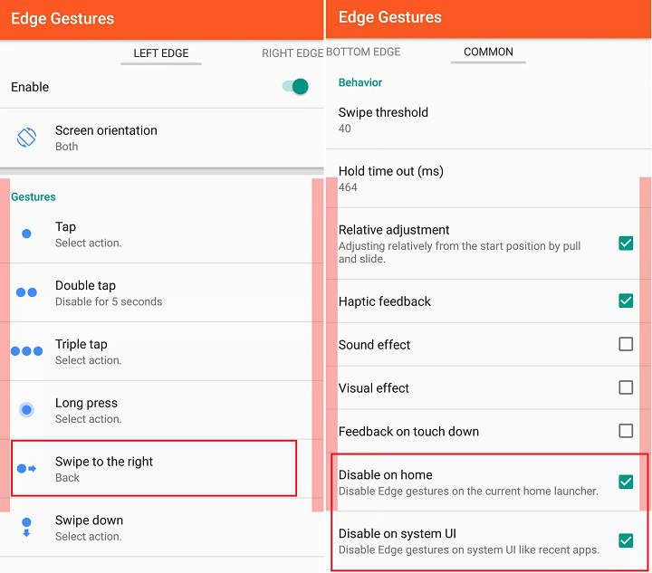 deslizar de izquierda a derecha para ir hacia atrás en Android
