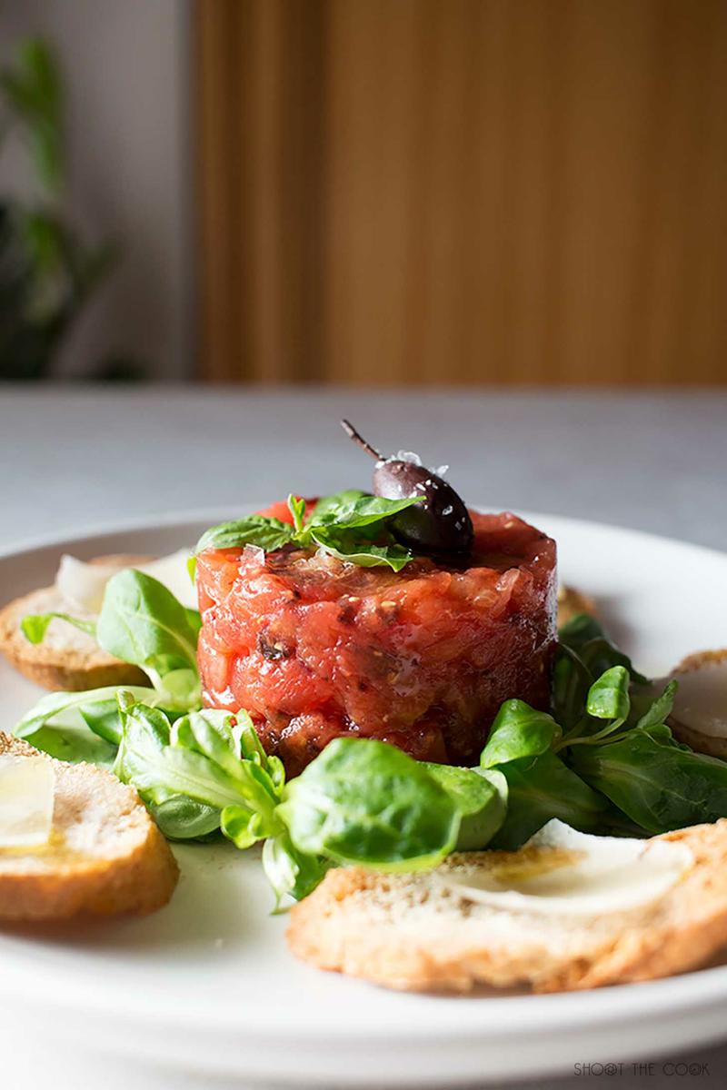 tartar de tomate, sano y facil