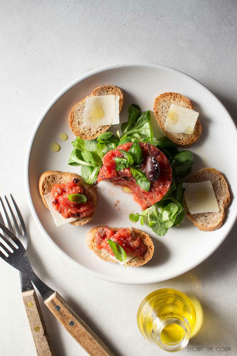 tartar de tomate, sano y facil