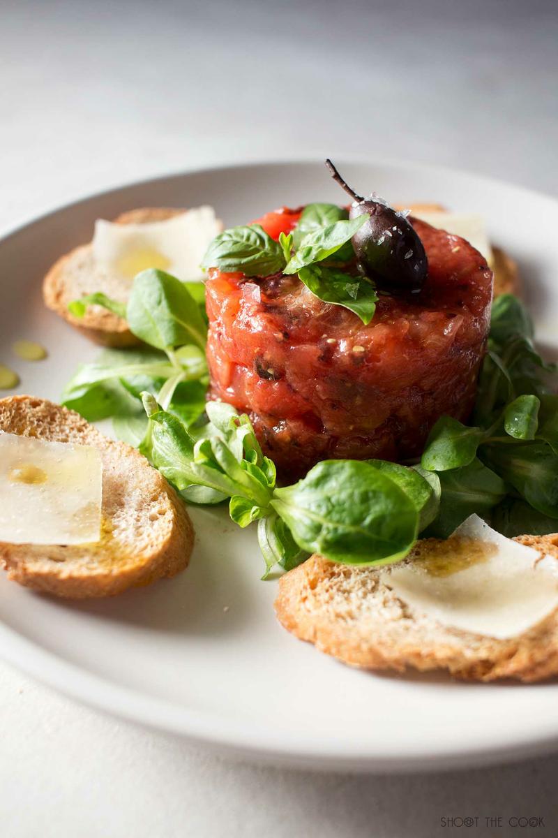 tartar de tomate, sano y facil
