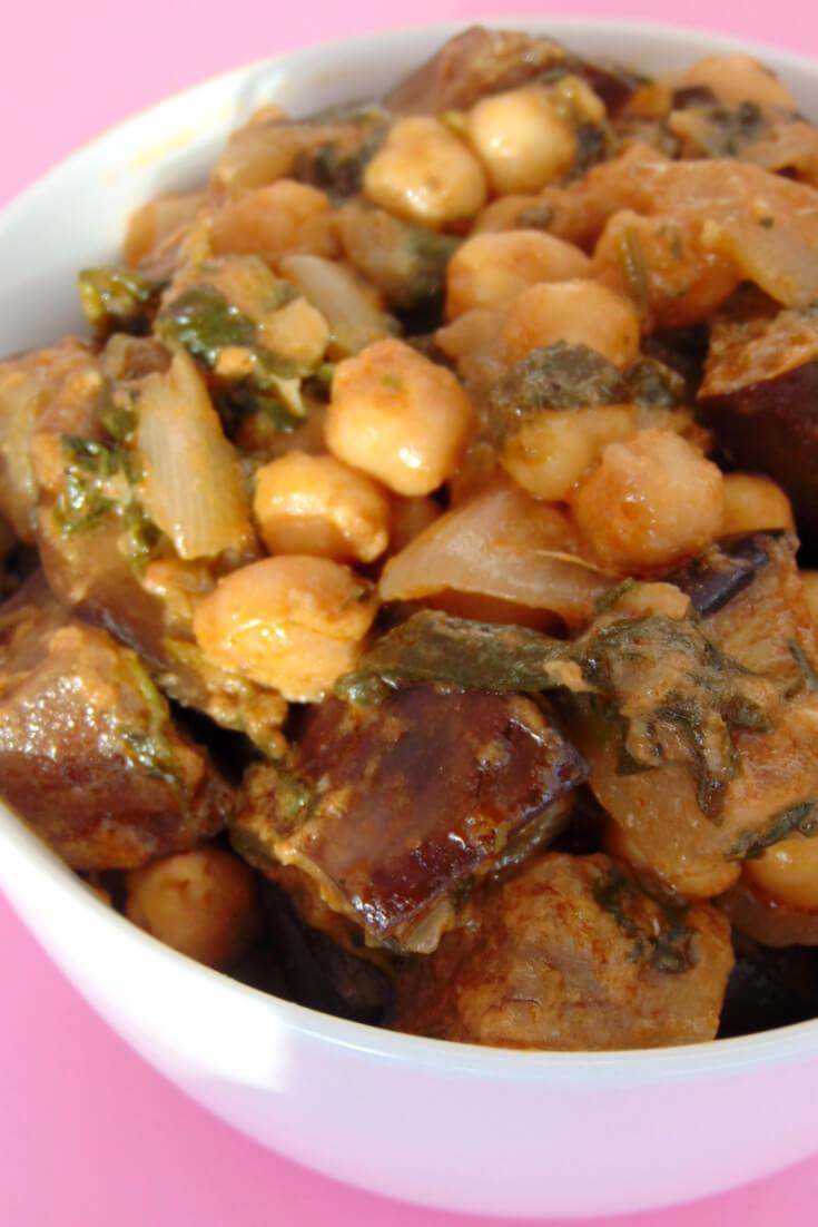 curry de berenjenas y garbanzos paso a paso