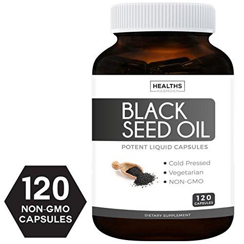 Best Black Seed Oil 120 Softgel Capsules (Non-GMO & Vegetarian) Made from Cold Pressed Nigella Sativa Producing Pure Black Cumin Seed Oil - Made in The USA - 500mg Each (1,000mg per Serving)