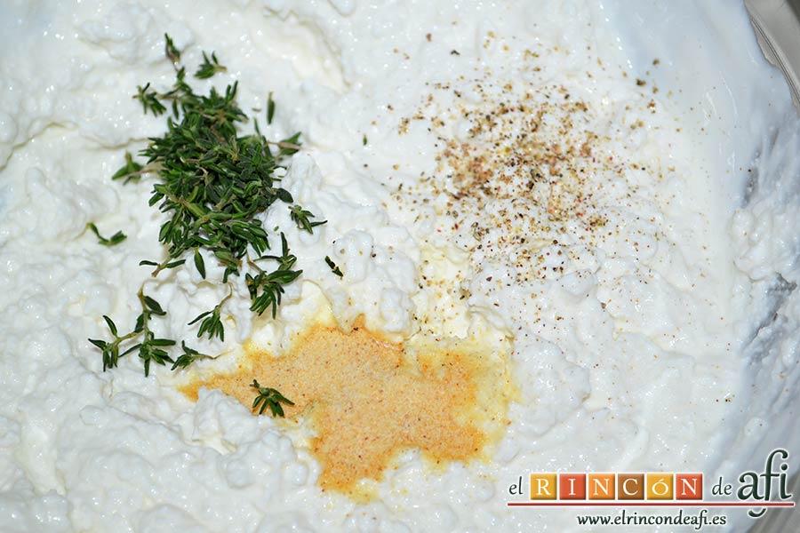 Quiche con queso de cabra y tomates cherry, añadir Quiche con queso de cabra y tomates cherry, añadir el queso de cabra, y volver a mezclar