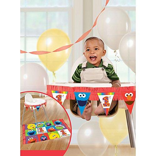 Amscan 013051688196 1st Birthday High Chair Decorating Kit Party Supplies Elmo Sesame Street Fun to be One!, Multi-Colored Size