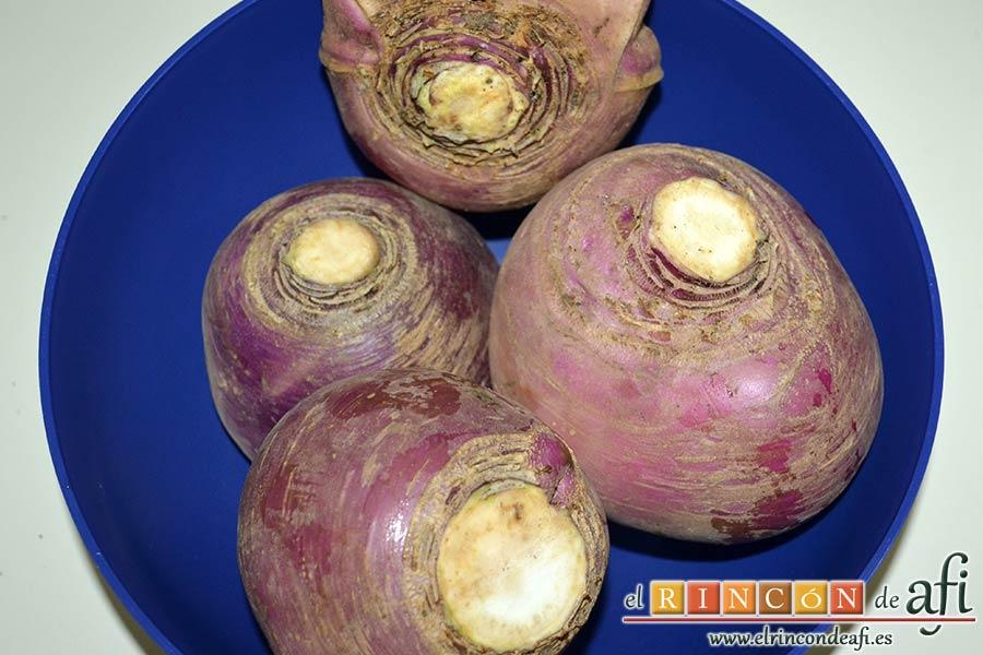 Crema de nabos, preparar los nabos