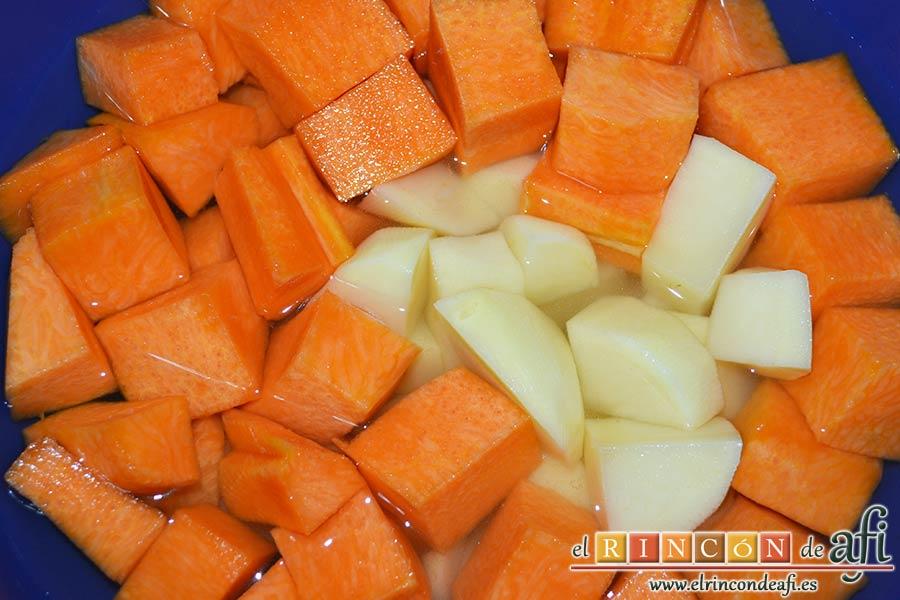 Crema de nabos, hacer lo mismo con las papas y la calabaza