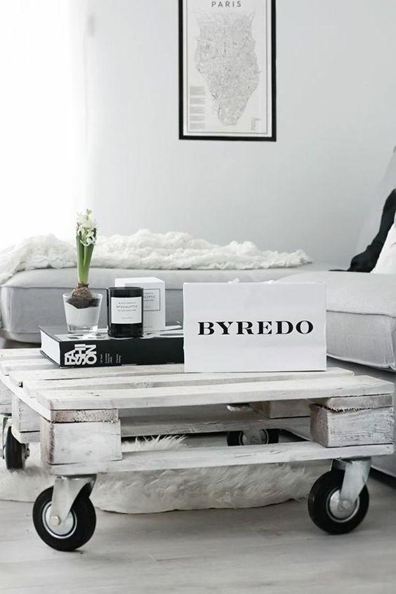 mesas de palets con ruedas