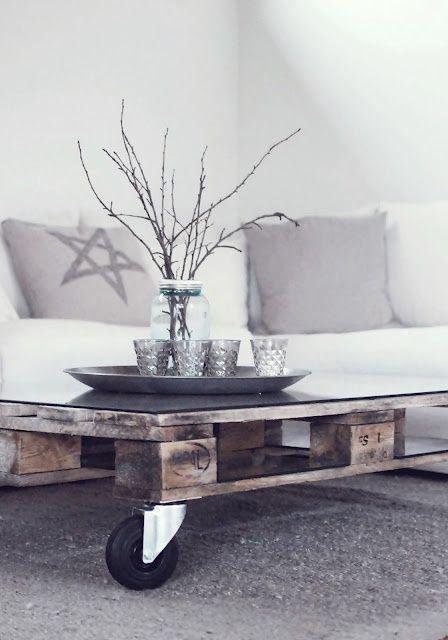 mesas de palets con ruedas