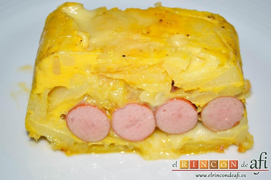 Pastel de papas y salchichas, sugerencia de presentación