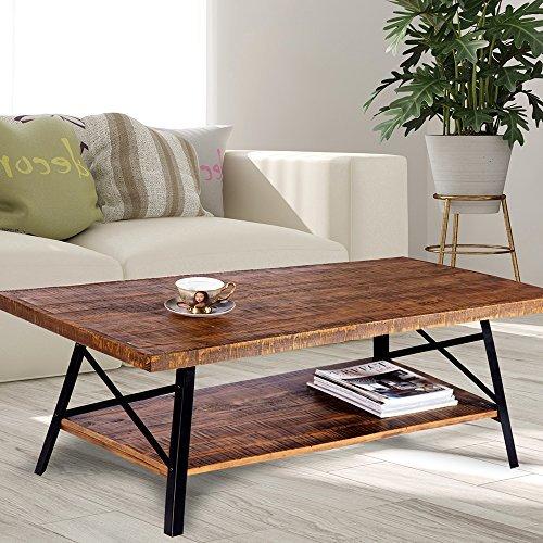 Olee Sleep 46" Cocktail Wood & Metal Legs Coffee Table/End Table/Side Table/Dining Table/Sofa Table/TV Table/Vanity Table/Office Table/Computer Table, Rustic Brown