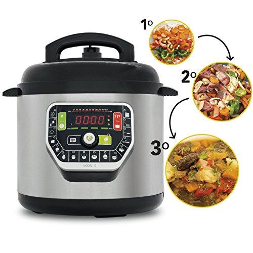 Ollas GM Modelo G, Robot de cocina programable multifunción, 90 Kpa, 19 menús, modo ECO, capacidad de hasta 6 litros