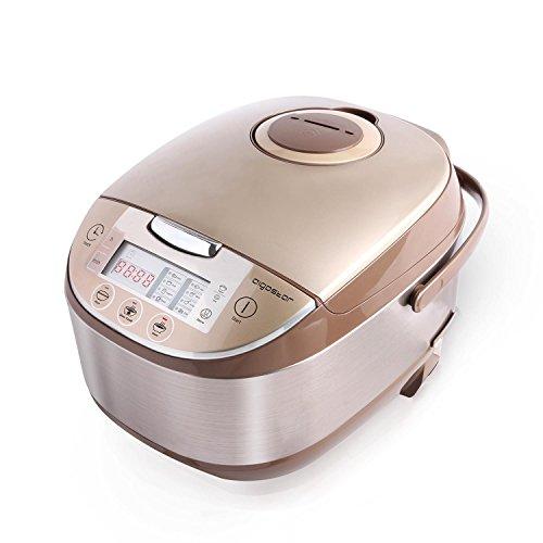 Aigostar Golden Lion 30HGY - Robot de cocina multifunción, con capacidad de 5 litros, libre de BPA. Potencia 918 W, 11 funciones programables en su gran pantalla LED, tapa extraíble y lavable, temporizador programable y función mantener caliente. Diseño exclusivo.