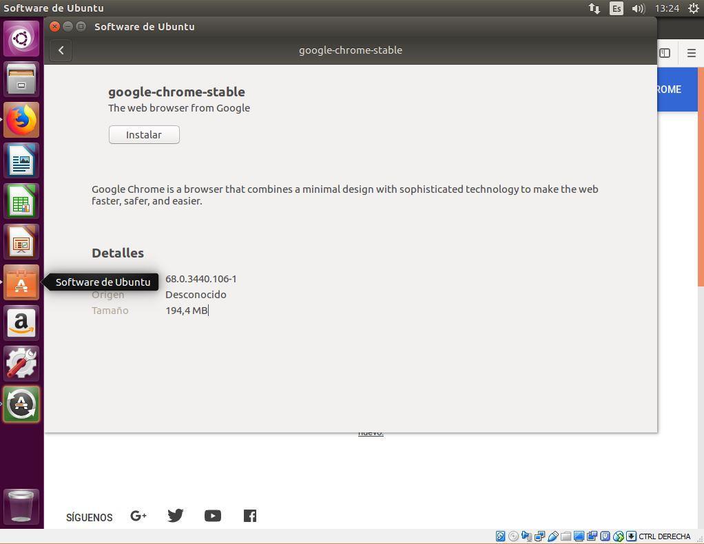 INSTALAR GOOGLE CHROME UBUNTU 16.04 software de ubuntu