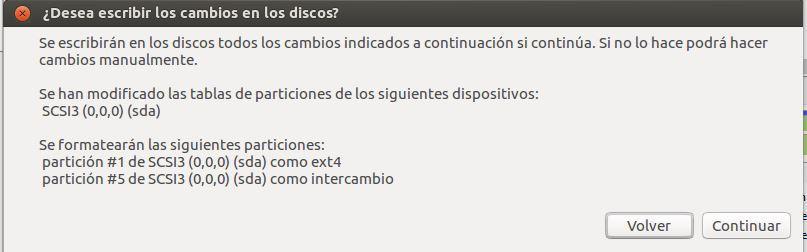 INSTALAR UBUNTU DESKTOP 16.04 LTS aplicar cambios de disco
