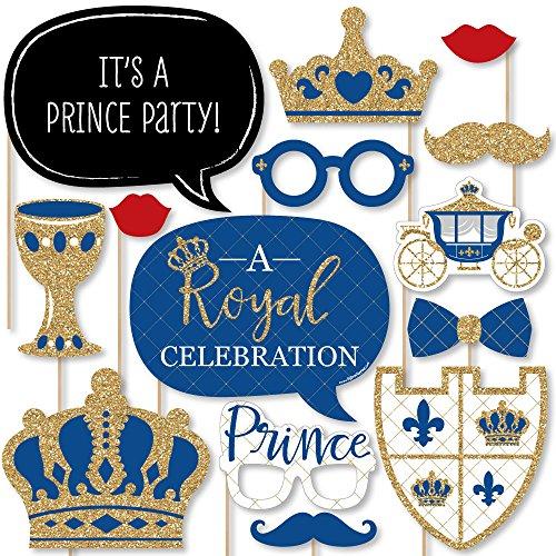 Big Dot of Happiness Royal Prince Charming - Baby Shower or Birthday Party Photo Booth Props Kit - 20 Count