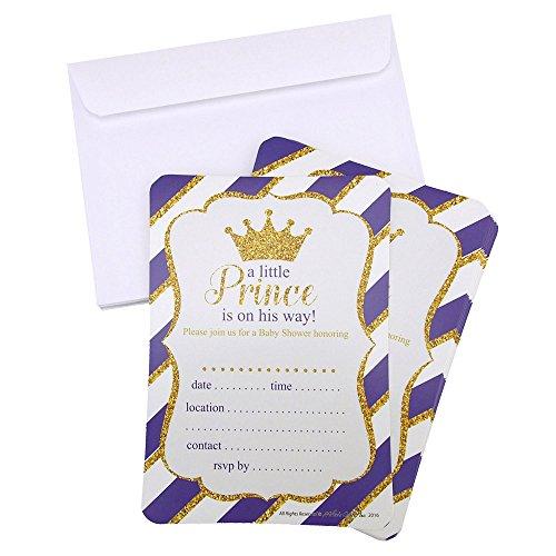 Homeford Glitter Prince/Princess Invitation Envelopes, 7-Inch, 12-Piece (Blue)