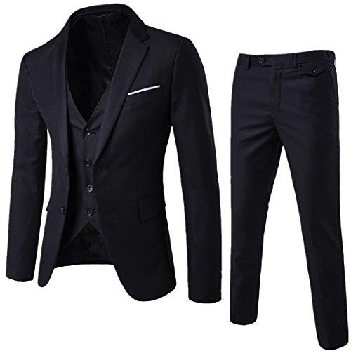 WEEN CHARM Mens Two Button Notch Lapel Slim Fit 3-piece Suit Blazer Jacket Tux Vest & Trousers Set