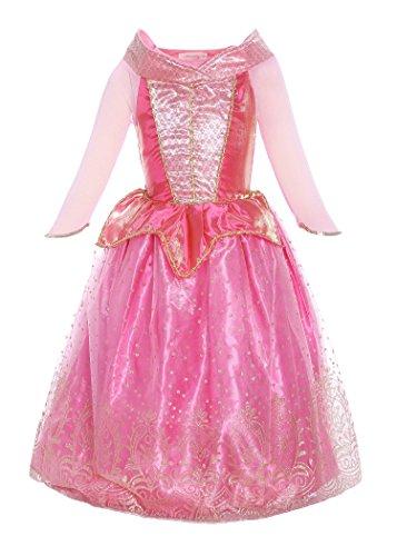 ReliBeauty Girls Princess Aurora Dress Costume (6-6X, Pink)