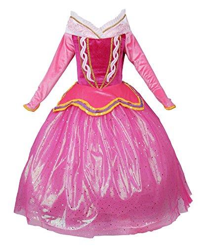JerrisApparel Princess Aurora Dress Girl Party Dress Ceremony Fancy Costume (4T, Pink)