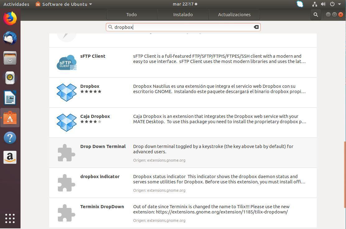 instalar dropbox en ubuntu 18.04 desde repositorio localizar paquete 2