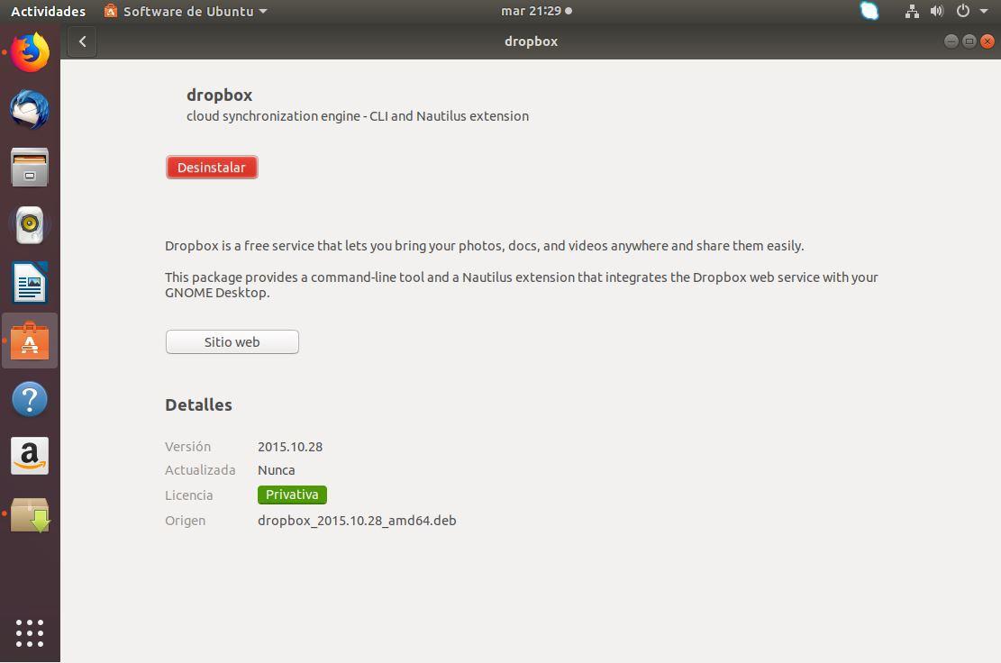 instalar dropbox en ubuntu 18.04 instalado