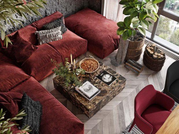 sofa burdeos