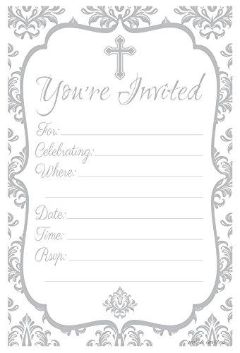 Religious Celebration Invitations - Fill In Style (20 Count) With Envelopes: Baptism - Christening - First Communion - Confirmation
