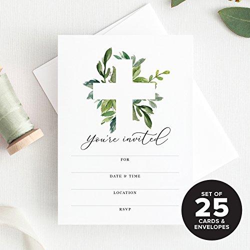Baptism Invitations with envelopes 25 Pack, for First Communion, Christening, Baby Dedication, Religious Celebration or Reconciliation. for Girls & Boys — Fill in invites from Bliss Paper Boutique