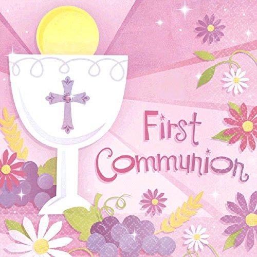 Amscan First Communion Lunch Religions Party Disposable Napkins (36 Piece), Pink, 6.5" x 6.5"