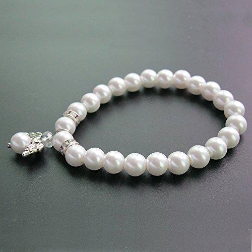 Glass Pearl Angel Bracelet Favor First Communion/Baptism/Christening/Baby Shower/Wedding/Mis Quince(12pcs pack)