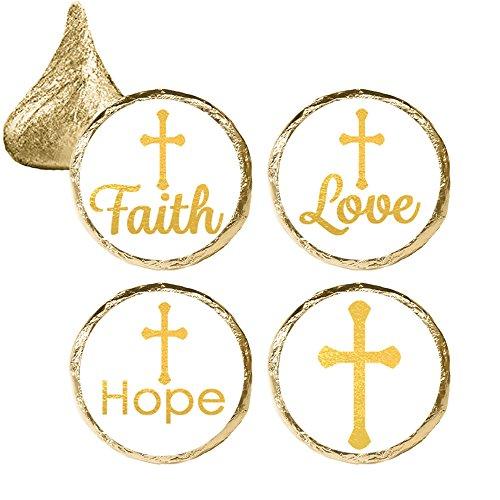 Baptism, Christening, First Communion Party Favor Decorations - Gold Cross Stickers (324 Count)