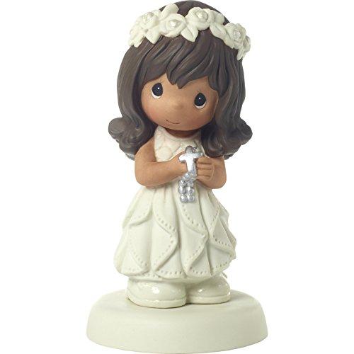 Precious Moments 172081 May His Light Shine in Your Heart Today & Always Brunette Hair Girl with Medium Skin Tone First Communion Bisque Porcelain Figurine, One Size, Multi
