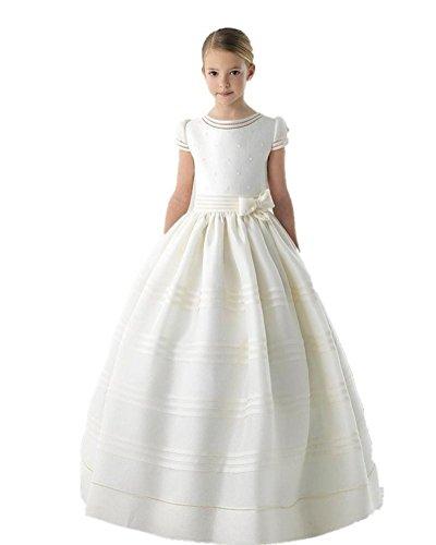 Graceprom Scoop Short Sleeves Bow First Communion Dresses