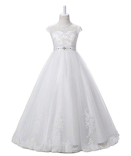 Magicdress White First Communion Baptism Dresses for Girls 7-16 Lace Princess Flower Girls Gown 10