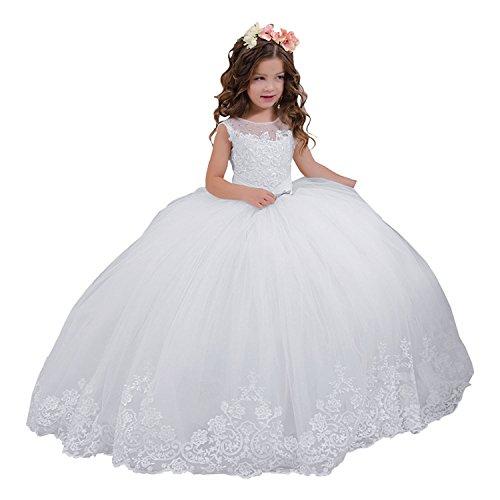 Carat White Vintage Lace Embellished Princess Communion Dress 0-12 Year Old White Size 4