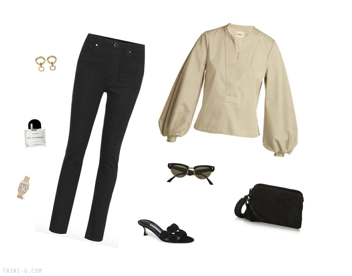 Trini | Khaite jeans Manolo Blahnik shoes