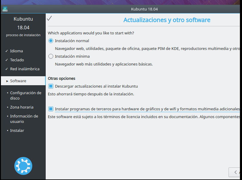 INSTALAR KUBUNTU 18.01 actualizaciones y otro software