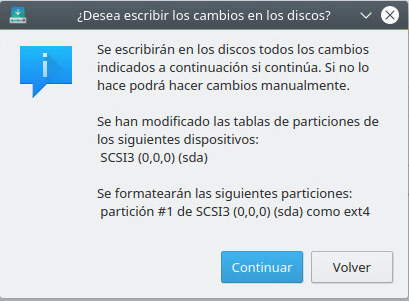 INSTALAR KUBUNTU 18.01 confirmar escritura en disco
