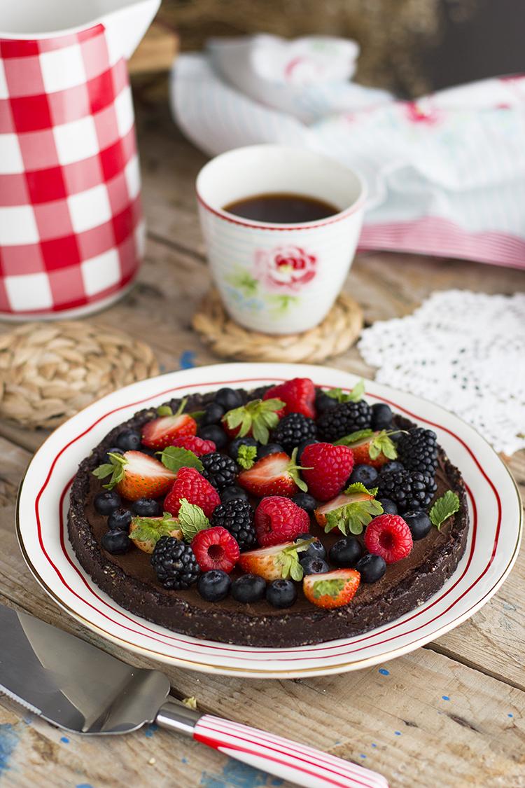 Pizza Dulce de Chocolate Saludable con Frutos rojos