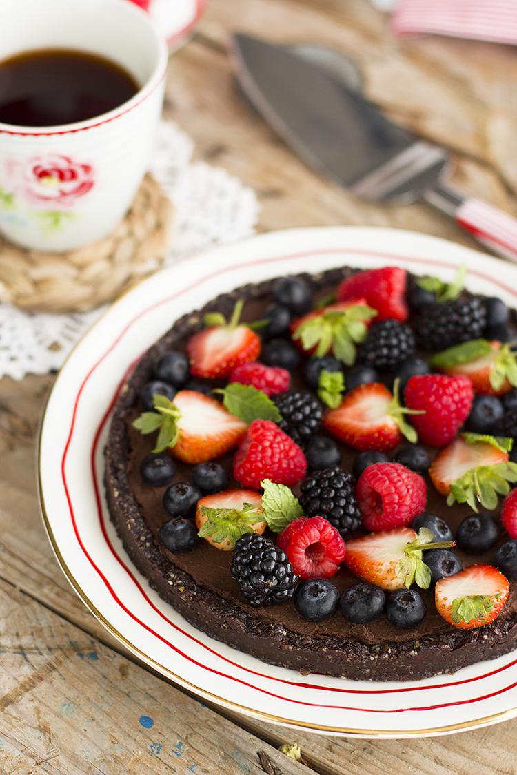 Pizza Dulce de Chocolate Saludable con Frutos rojos